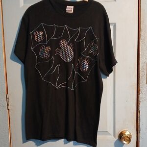 Gildan Black Short Sleeve Tee with Colorful Spider Design